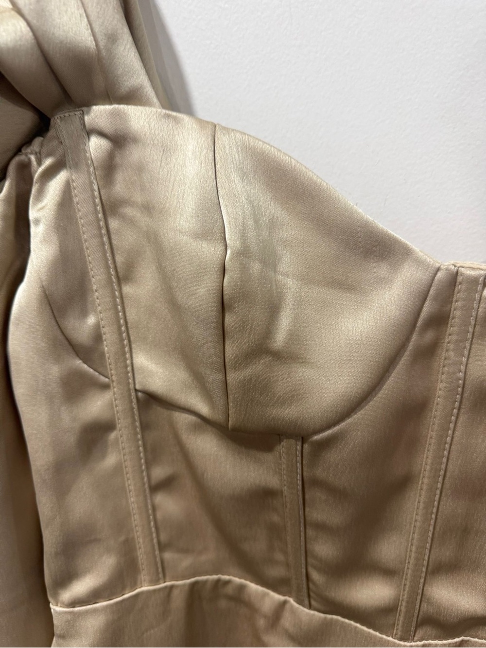 The Vintage Shop Champagne Satin Corset Mini Dress Size M - Picture 4 of 11